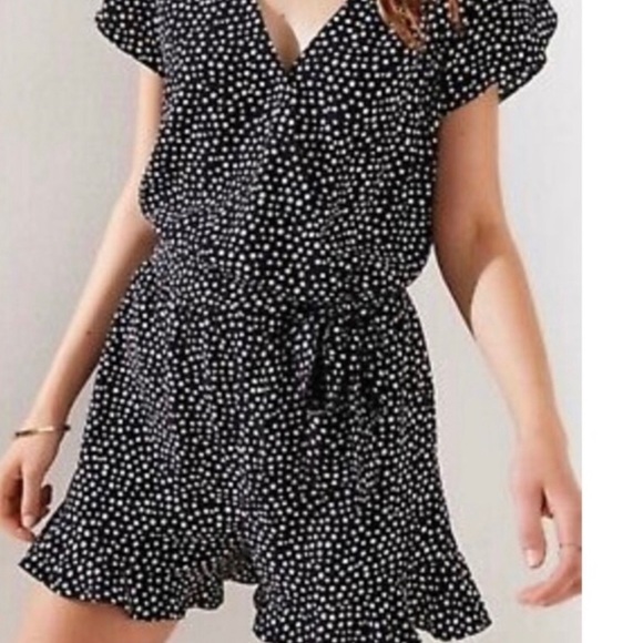 Loft Black White Polka Dot Romper Size 